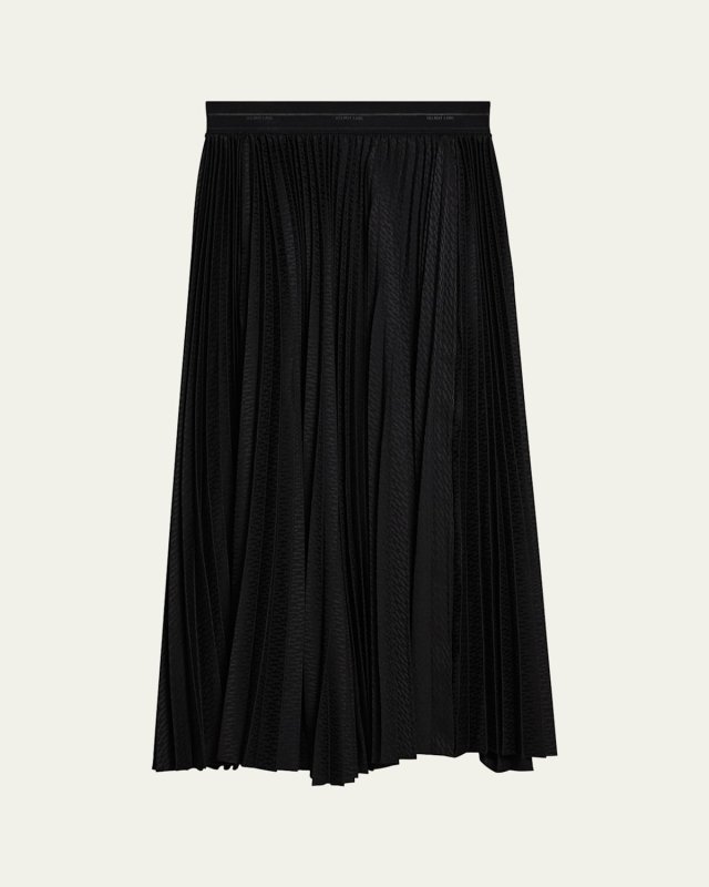 Logo Waistband Pleated Maxi Skirt